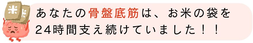 あなたの骨盤底筋は、お米の袋を 24時間支え続けていました！！