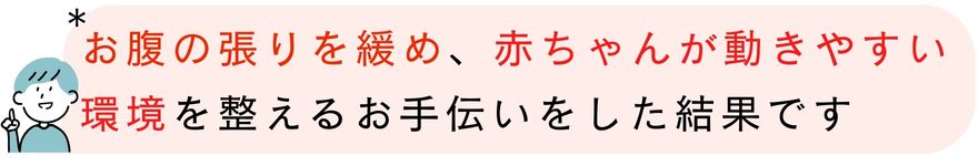 お腹の張りを緩め、赤ちゃんが動きやすい 環境を整えるお手伝いをした結果です
